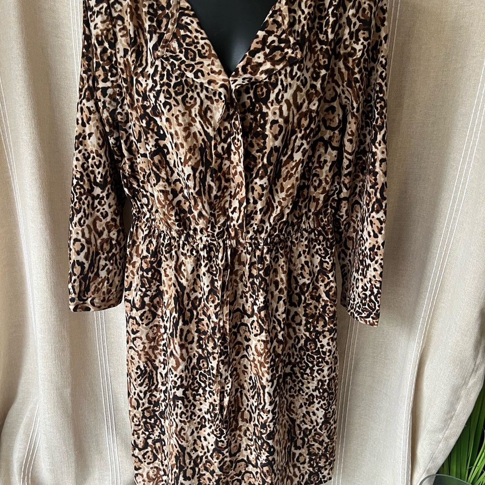 Merona Brown Leopard Print Long Sleeve Dress
